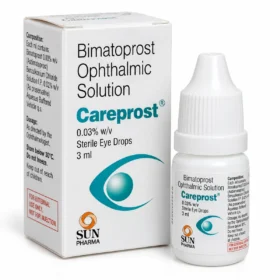 Careprost 0.03% bimatoprost eye drops 3ml box and bottle by Sun Pharma