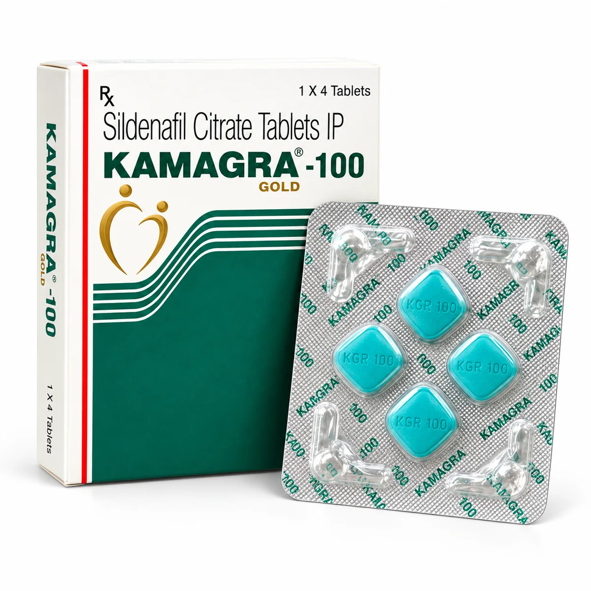 Kamagra Gold 100mg sildenafil tablets box and blister pack