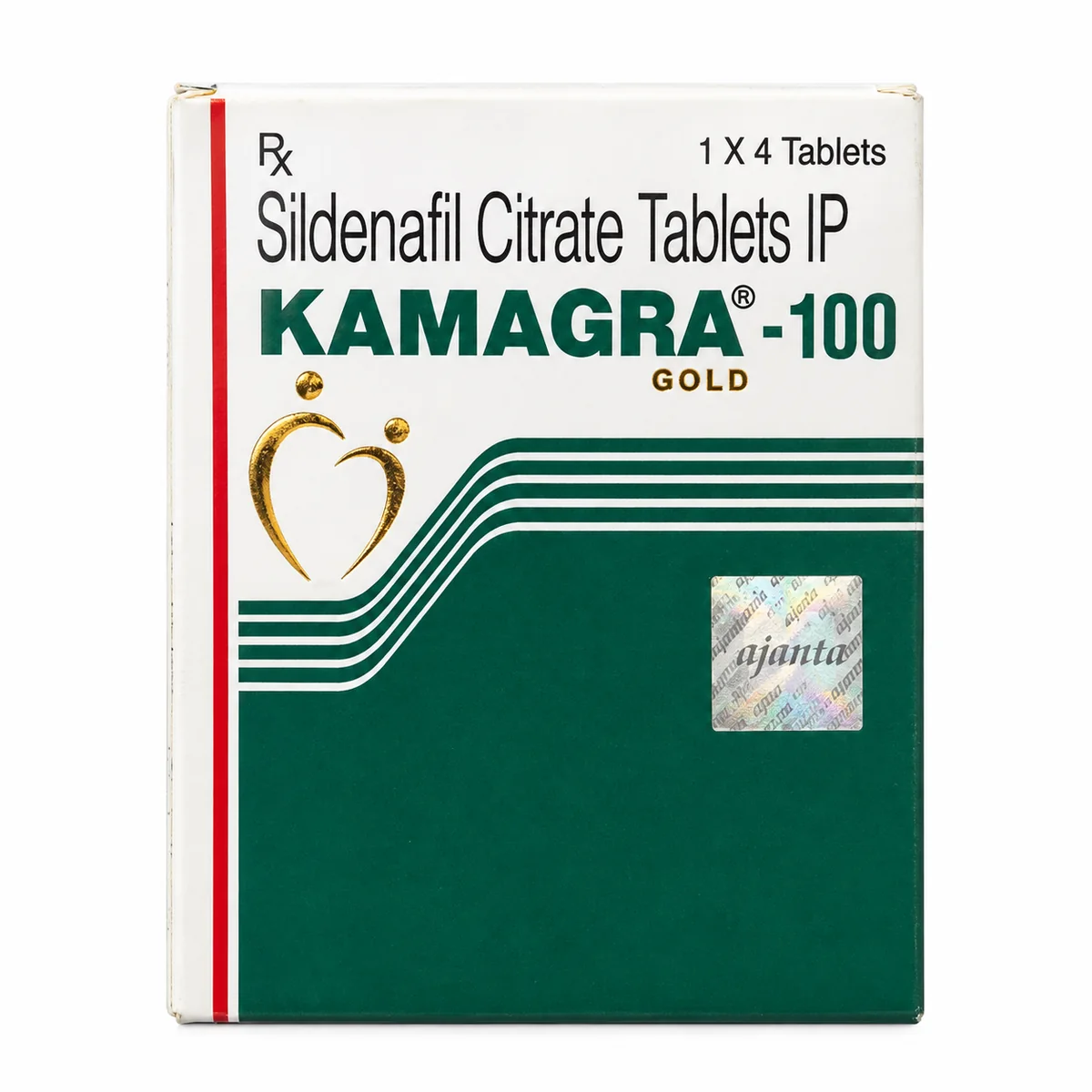 Kamagra Gold 100mg sildenafil tablets front packaging by Ajanta Pharma