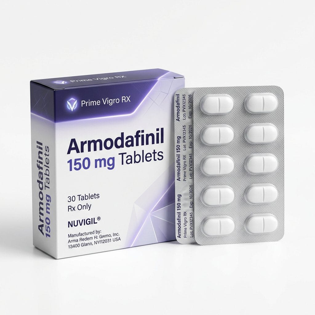 Waklert 150mg armodafinil tablets pack for focus and alertness